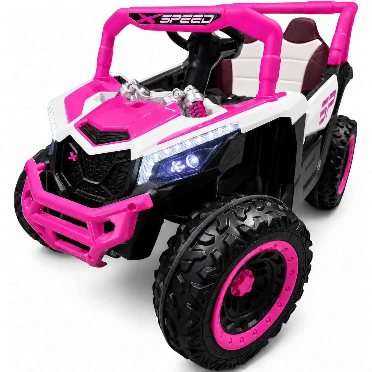 Carro Elétrico para Criança BUGGY XSPEED 12v Rosa c/ RODAS DE BORRACHA & ASSENTO EM PELE