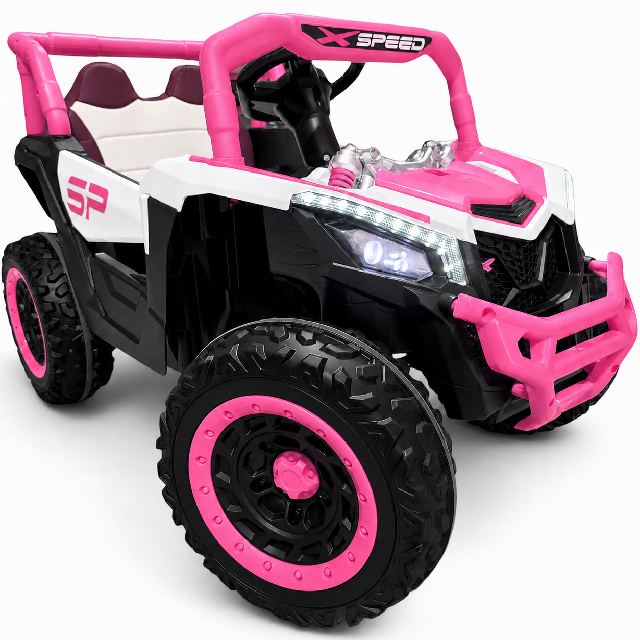 Carro Elétrico para Criança BUGGY XSPEED 12v Rosa c/ RODAS DE BORRACHA & ASSENTO EM PELE