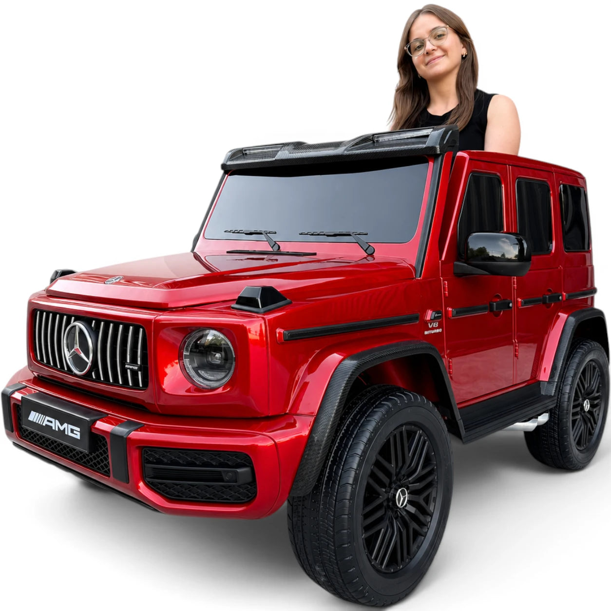 Carro Elétrico para Criança MERCEDES G63 AMG XXL Vermelho Metalizado 24v MP4 4x4 c/ RODAS DE BORRACHA & ASSENTO EM PELE