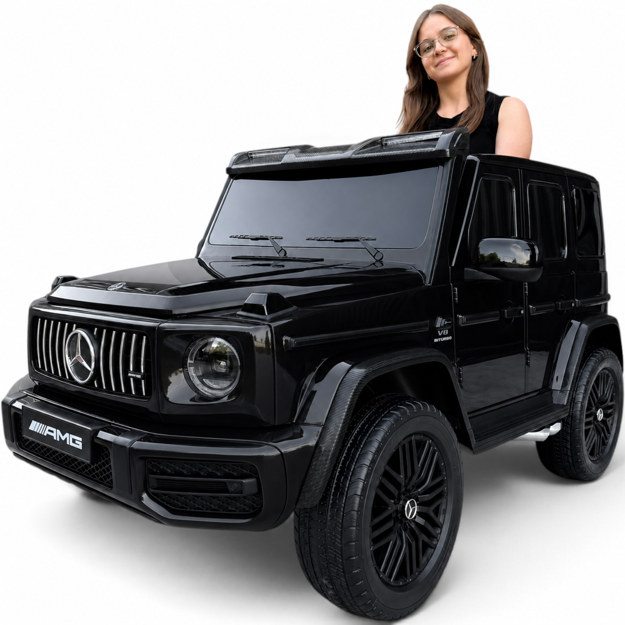 Carro Elétrico para Criança MERCEDES G63 AMG XXL Preto Metalizado 24v MP4 4x4 c/ RODAS DE BORRACHA & ASSENTO EM PELE
