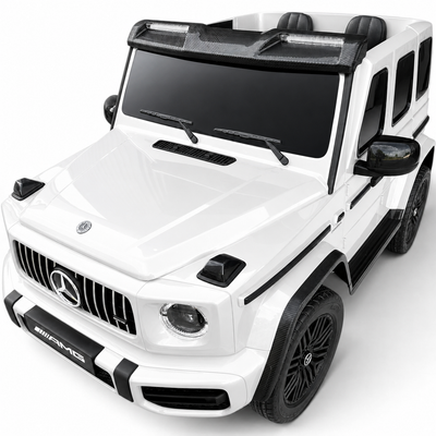 Carro Elétrico para Criança MERCEDES G63 AMG XXL Branco 24v MP4 4x4 c/ RODAS DE BORRACHA & ASSENTO EM PELE
