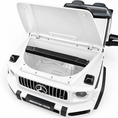 Carro Elétrico para Criança MERCEDES G63 AMG XXL Branco 24v MP4 4x4 c/ RODAS DE BORRACHA & ASSENTO EM PELE