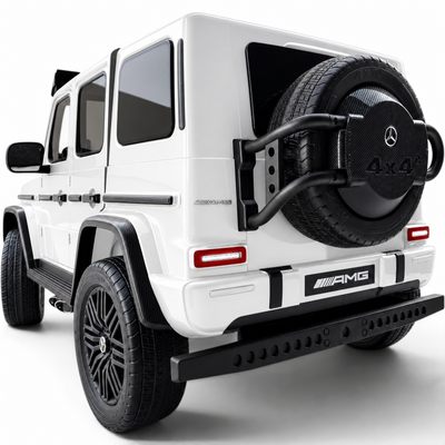 Carro Elétrico para Criança MERCEDES G63 AMG XXL Branco 24v MP4 4x4 c/ RODAS DE BORRACHA & ASSENTO EM PELE