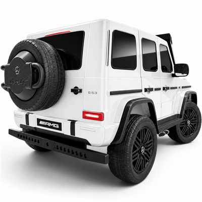 Carro Elétrico para Criança MERCEDES G63 AMG XXL Branco 24v MP4 4x4 c/ RODAS DE BORRACHA & ASSENTO EM PELE
