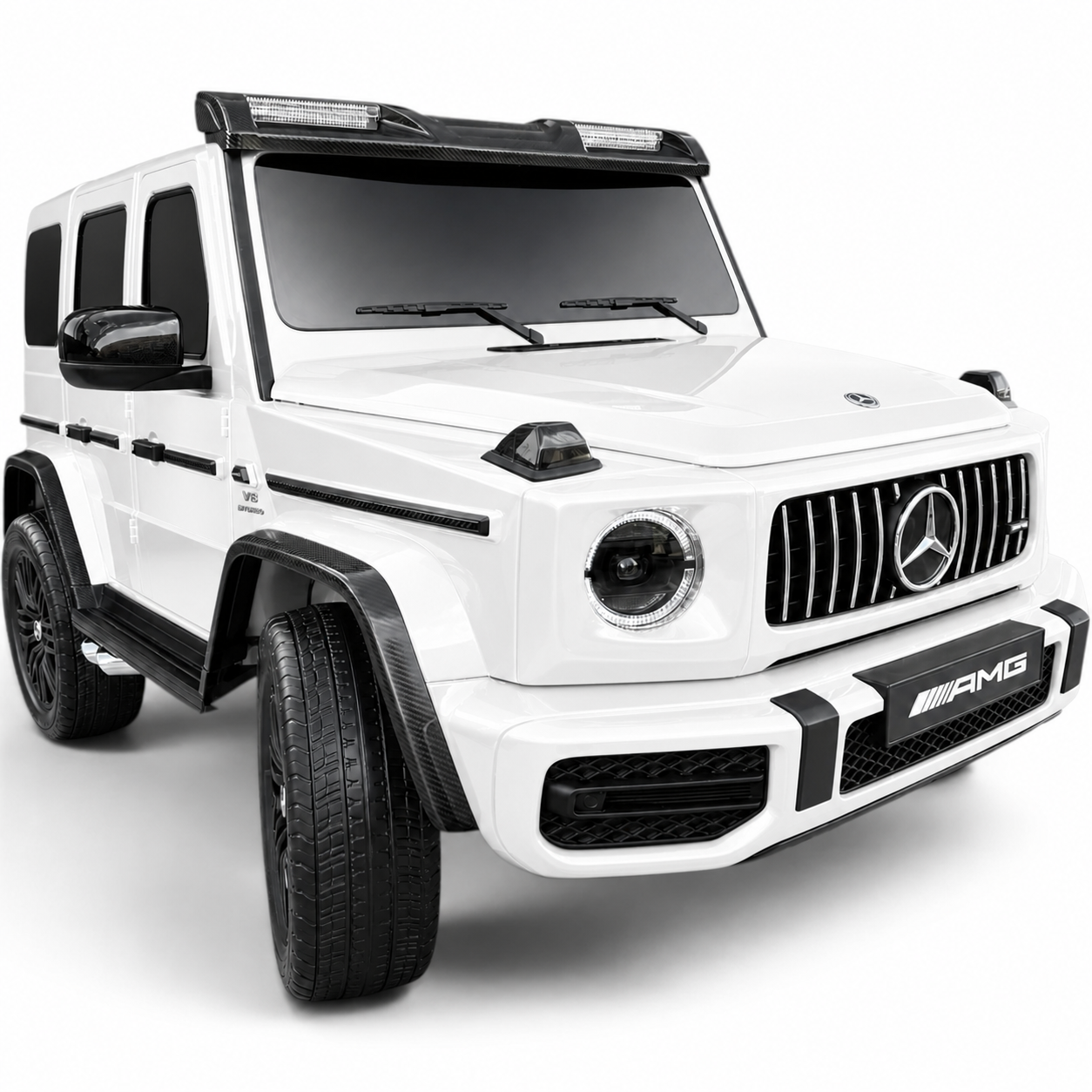 Carro Elétrico para Criança MERCEDES G63 AMG XXL Branco 24v MP4 4x4 c/ RODAS DE BORRACHA & ASSENTO EM PELE