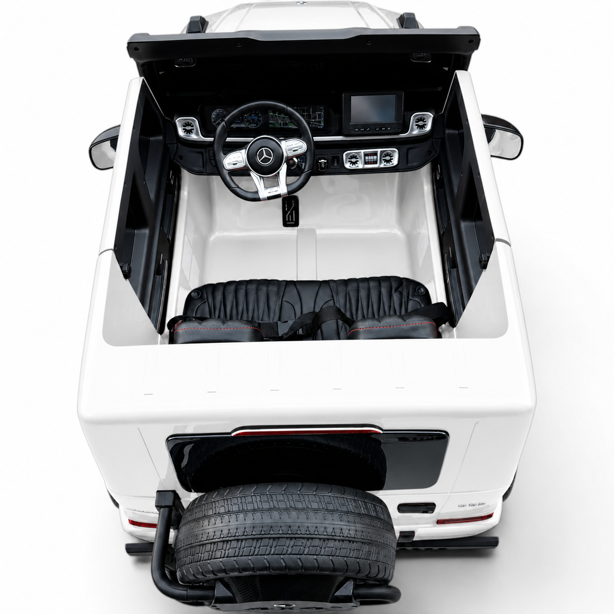 Carro Elétrico para Criança MERCEDES G63 AMG XXL Branco 24v MP4 4x4 c/ RODAS DE BORRACHA & ASSENTO EM PELE