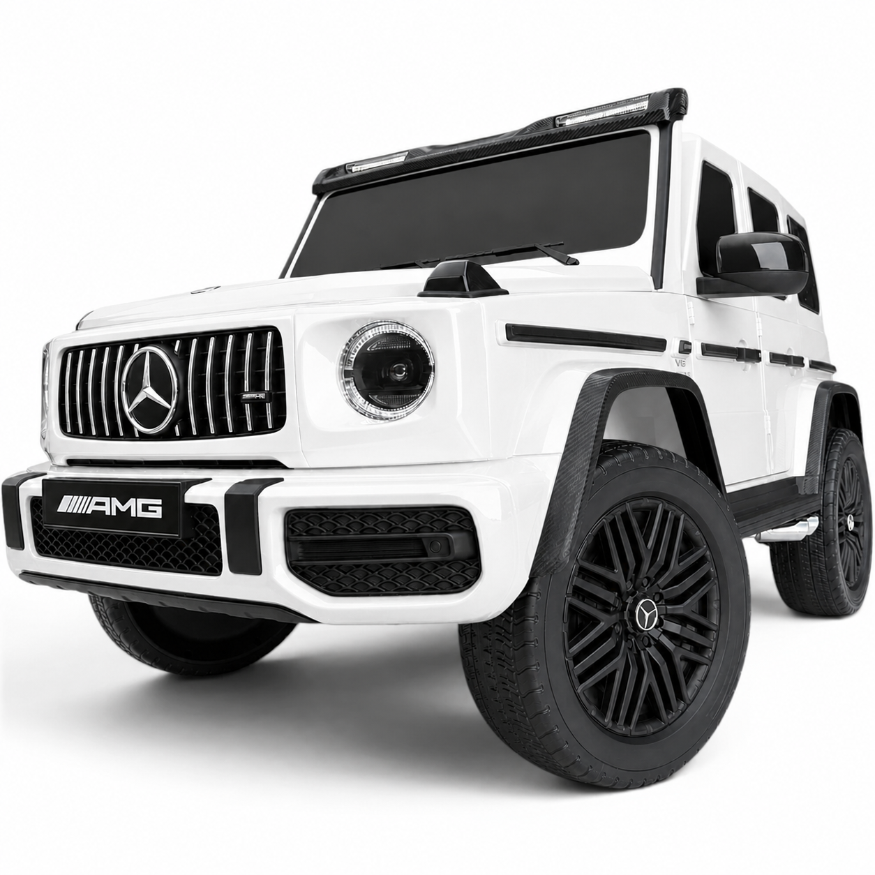 Carro Elétrico para Criança MERCEDES G63 AMG XXL Branco 24v MP4 4x4 c/ RODAS DE BORRACHA & ASSENTO EM PELE