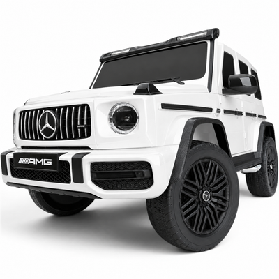 Carro Elétrico para Criança MERCEDES G63 AMG XXL Branco 24v MP4 4x4 c/ RODAS DE BORRACHA & ASSENTO EM PELE