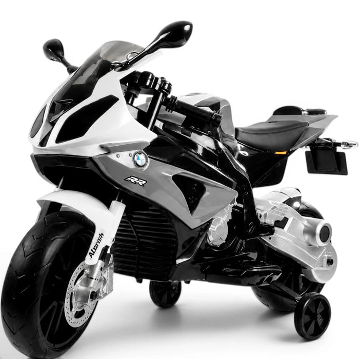 Moto Eléctrica para Niños BMW S1000RR 12v Gris con RUEDAS DE GOMA y ASIENTO DE PIEL ECOLÓGICA