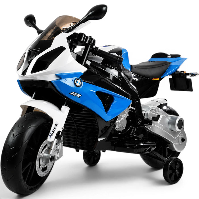 Moto Eléctrica para Niños BMW S1000RR 12v Azul con RUEDAS DE GOMA y ASIENTO DE PIEL ECOLÓGICA