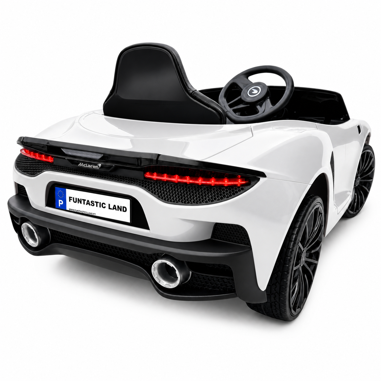 Carro Elétrico para Criança MCLAREN GT 12v Branco c/ RODAS DE BORRACHA & ASSENTO EM PELE