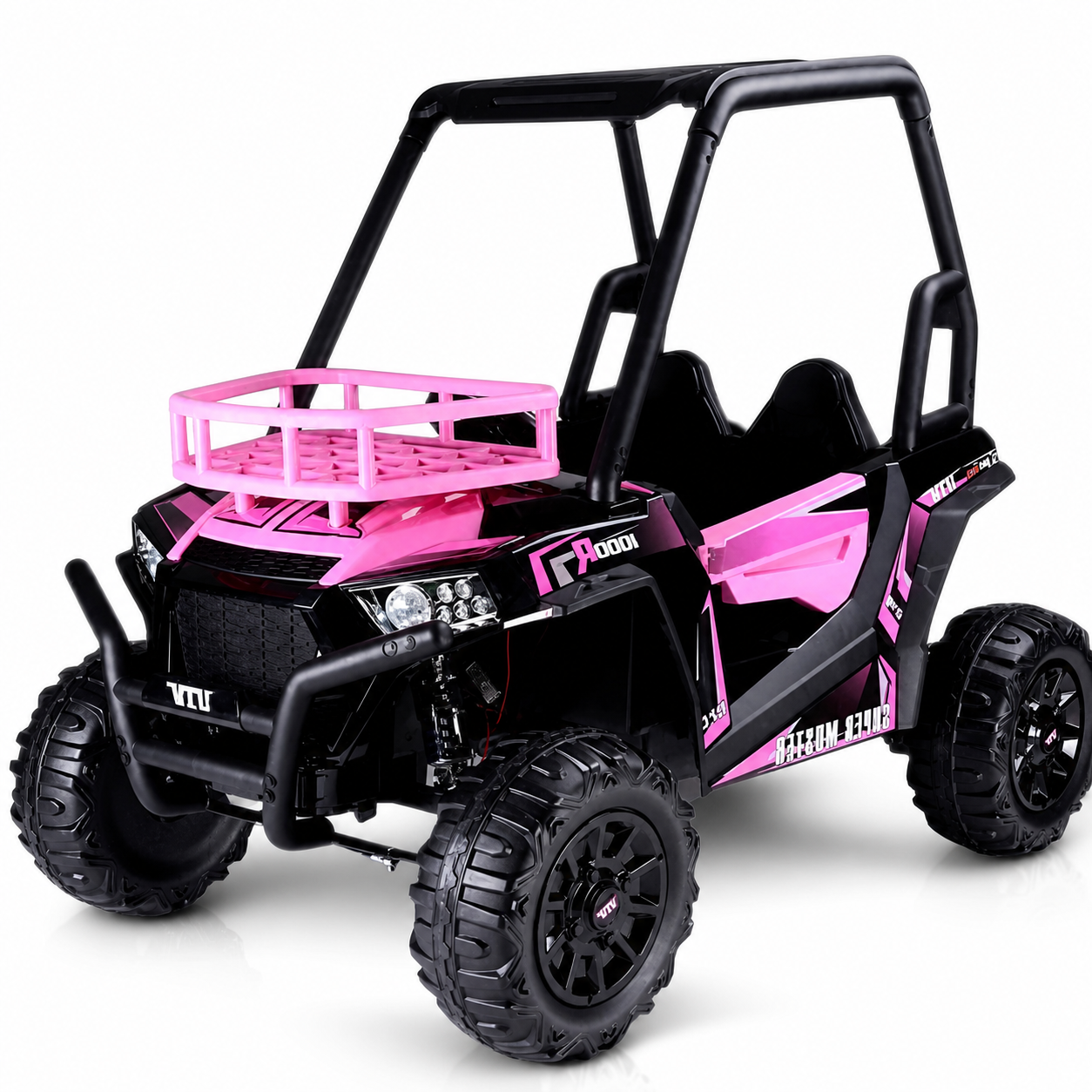 Carro Elétrico para Criança BUGGY SUPER MONSTER 24v Rosa c/ RODAS DE BORRACHA & ASSENTO EM PELE