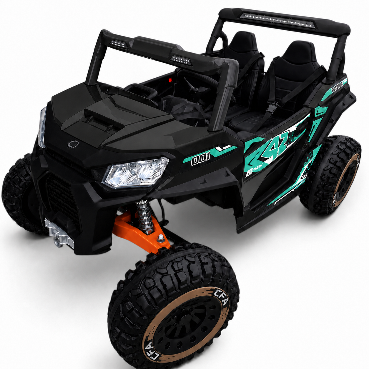 Carro Elétrico para Criança BUGGY PULSATING 4x4 24v Preto c/ RODAS DE BORRACHA & ASSENTO EM PELE