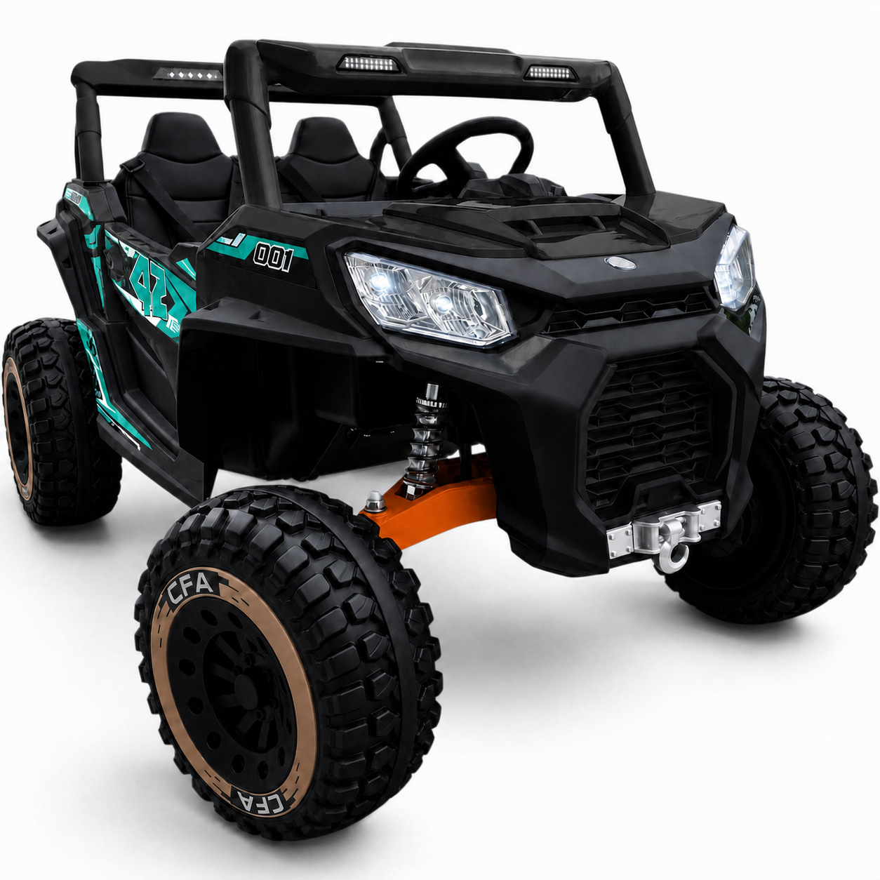 Carro Elétrico para Criança BUGGY PULSATING 4x4 24v Preto c/ RODAS DE BORRACHA & ASSENTO EM PELE