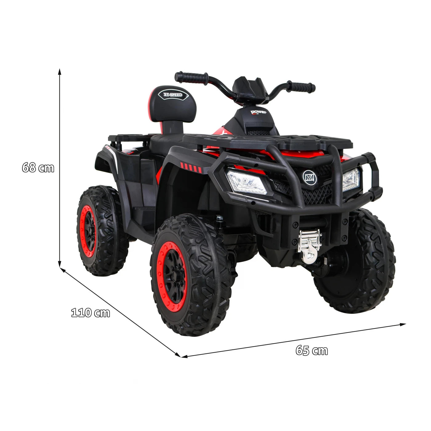 Moto Eléctrica para Niños QUAD XT 4x4 24v Roja c/ RUEDAS DE GOMA & ASIENTO DE PIEL