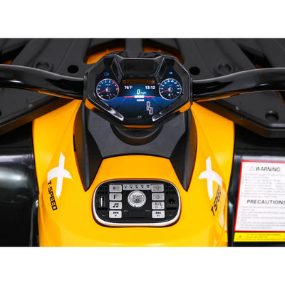 Moto Eléctrica para Niño QUAD XT 4x4 24v Amarilla c/ RODAS DE BORRACHA & ASIENTO EN PELE