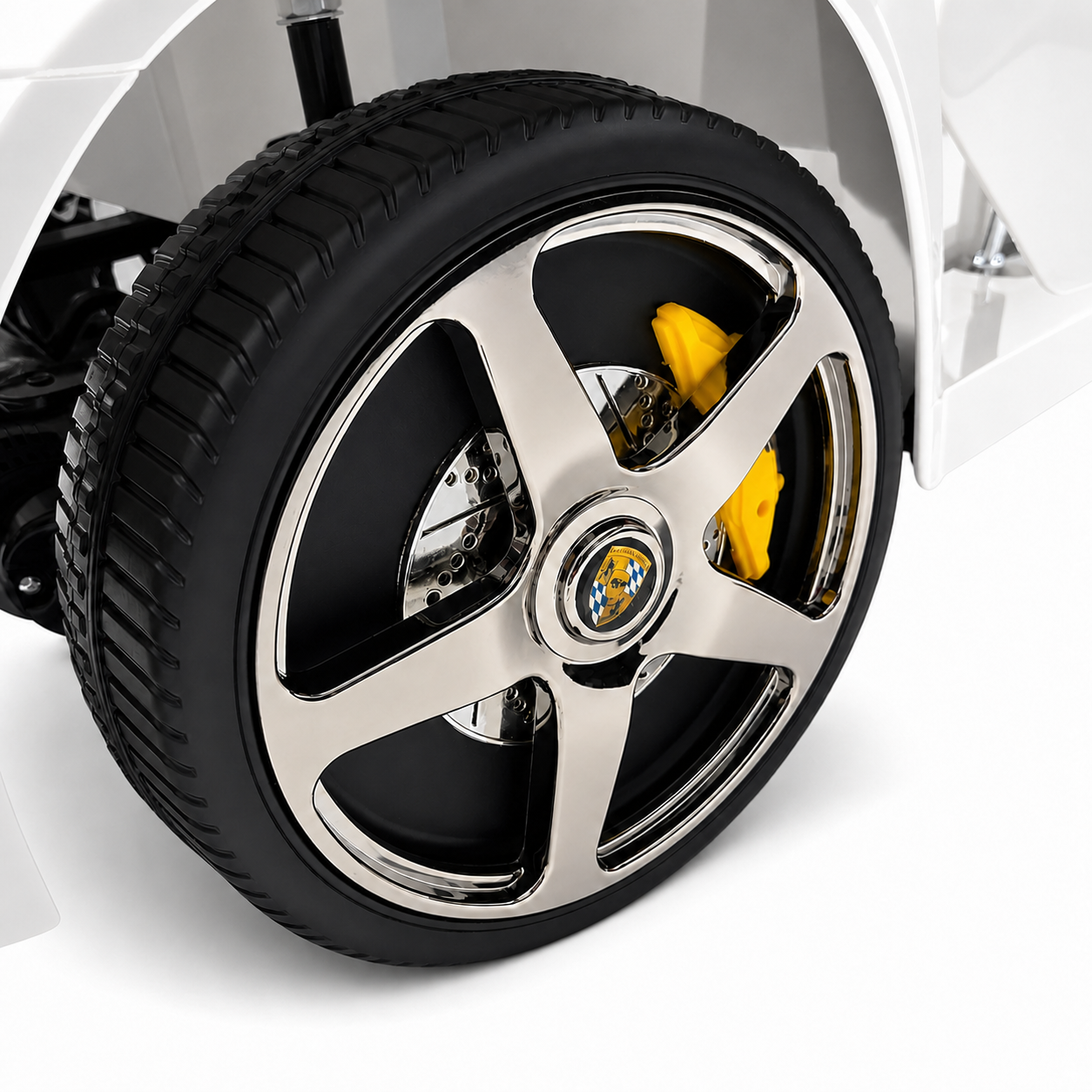 Carro Elétrico para Criança RUF CTT Branco 4x4 24v c/ RODAS DE BORRACHA & ASSENTO EM PELE