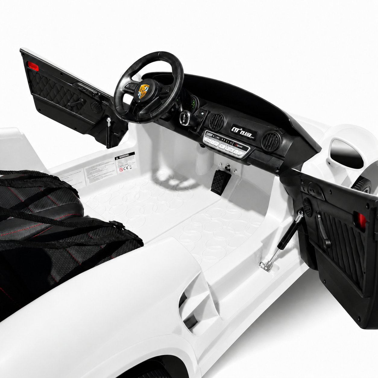 Carro Elétrico para Criança RUF CTT Branco 4x4 24v c/ RODAS DE BORRACHA & ASSENTO EM PELE
