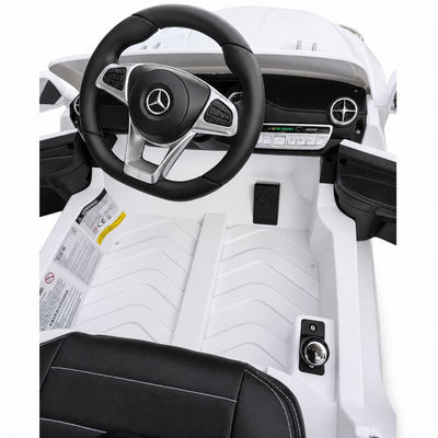 Coche Eléctrico para Niño MERCEDES SL500 12V Blanco c/ RODAS DE BORRACHA & ASIENTO EN PELE