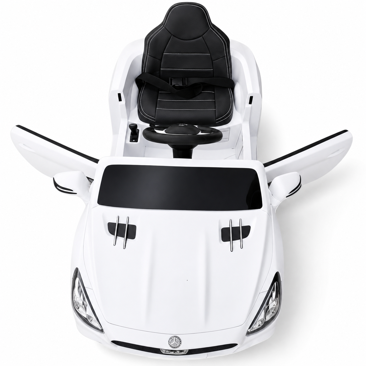Coche Eléctrico para Niño MERCEDES SL500 12V Blanco c/ RODAS DE BORRACHA & ASIENTO EN PELE