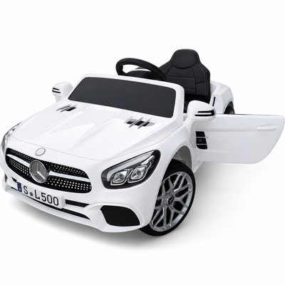 Coche Eléctrico para Niño MERCEDES SL500 12V Blanco c/ RODAS DE BORRACHA & ASIENTO EN PELE
