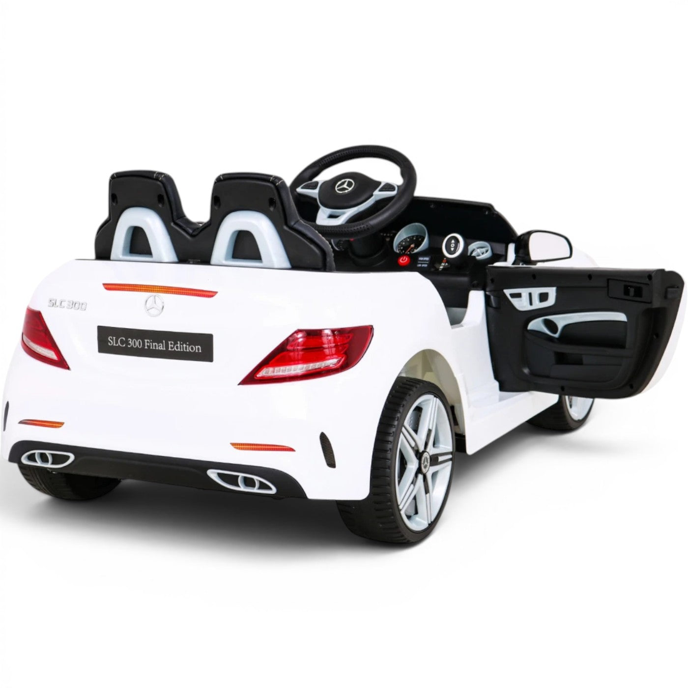 Carro Elétrico para Criança MERCEDES SLC300 12v Branco BATERIA DE LITIO c/ RODAS DE BORRACHA & ASSENTO EM PELE