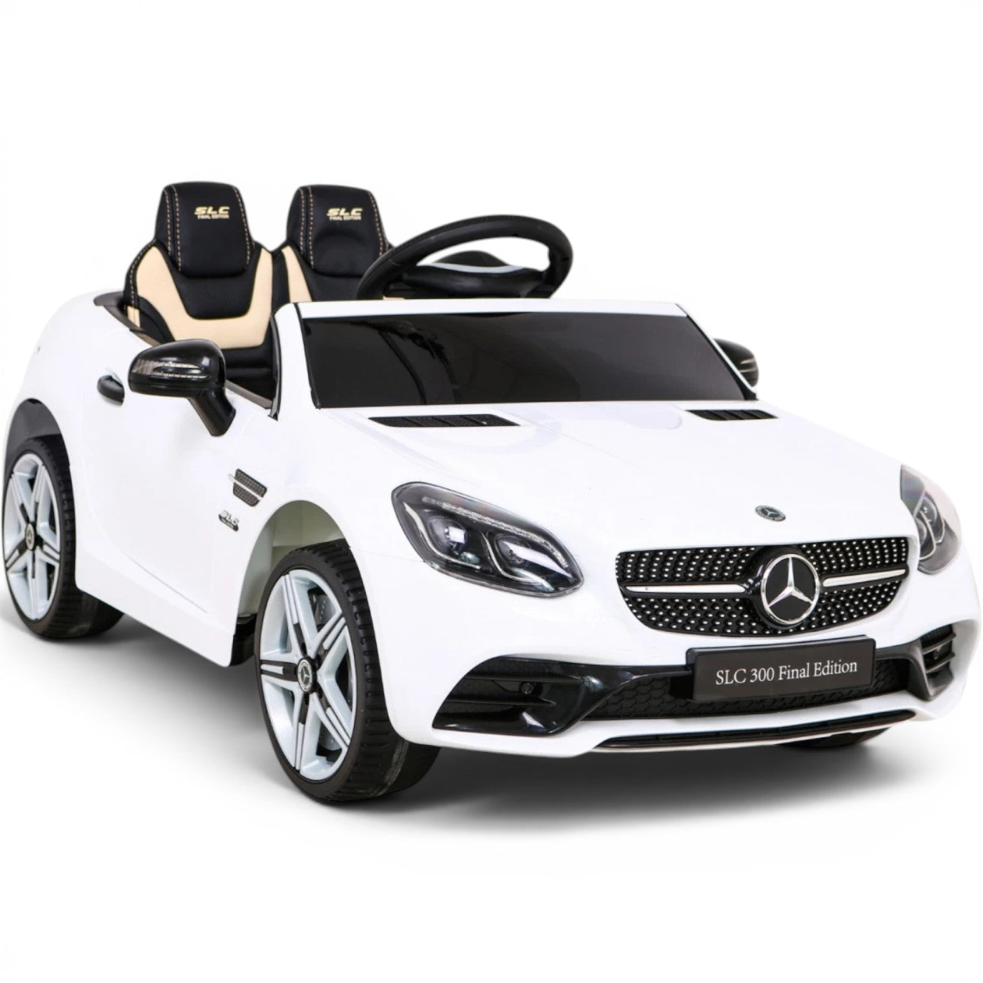 Carro Elétrico para Criança MERCEDES SLC300 12v Branco BATERIA DE LITIO c/ RODAS DE BORRACHA & ASSENTO EM PELE