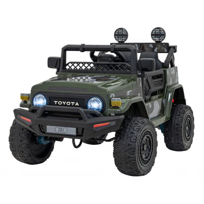 Coche Eléctrico para Niños TOYOTA FJ CRUISER 12v 4X4 Verde Camuflado c/ RUEDAS DE GOMA & ASIENTO DE PIEL