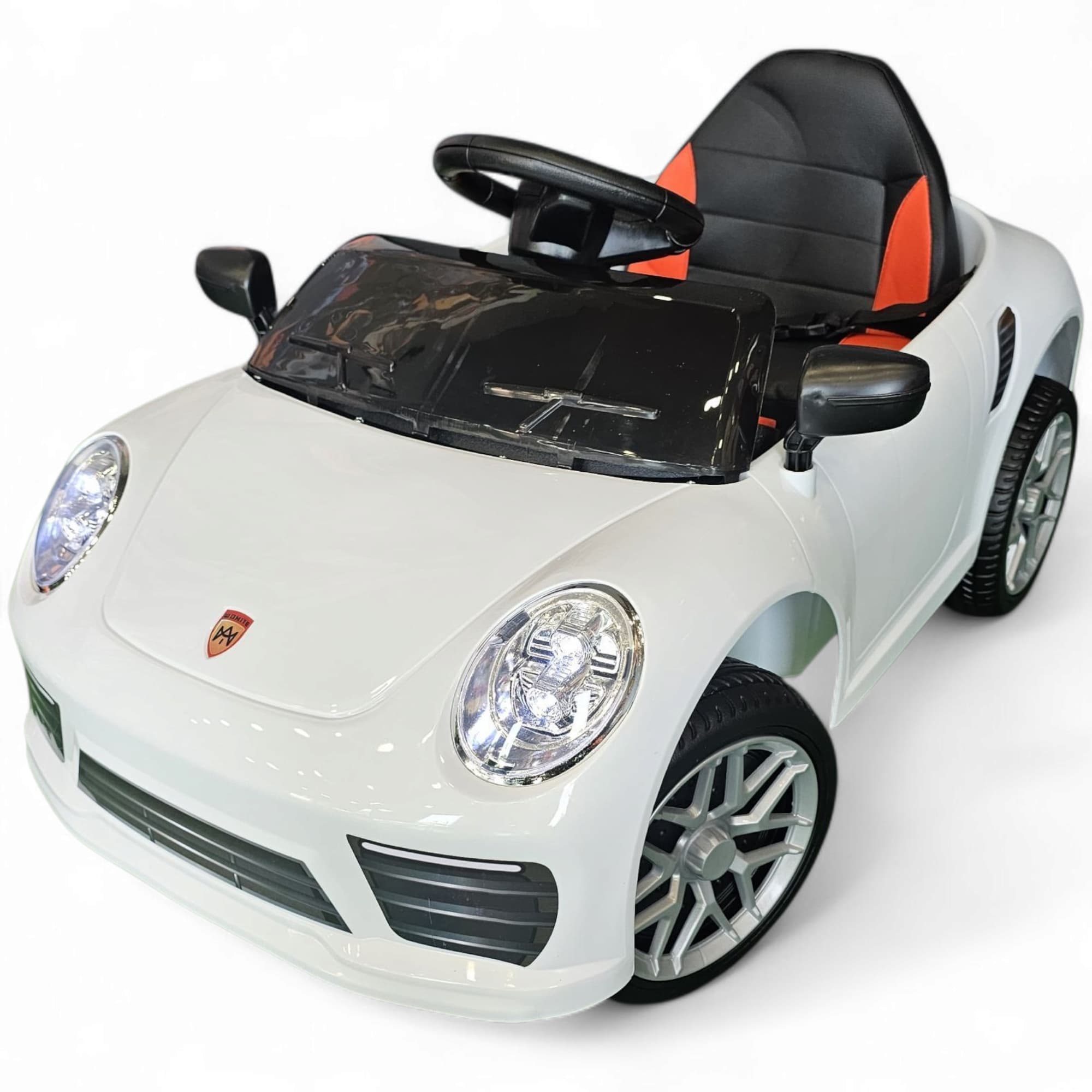 Coche Eléctrico para Niños FUNDRIVE 12v Blanco c/ RUEDAS DE GOMA & ASIENTO DE PIEL