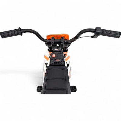 Moto Eléctrica para Niños estilo CROSS 12v Naranja c/ RUEDAS DE GOMA & ASIENTO DE PIEL