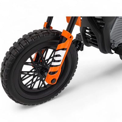 Moto Eléctrica para Niños estilo CROSS 12v Naranja c/ RUEDAS DE GOMA & ASIENTO DE PIEL