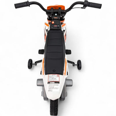 Moto Eléctrica para Niños estilo CROSS 12v Naranja c/ RUEDAS DE GOMA & ASIENTO DE PIEL