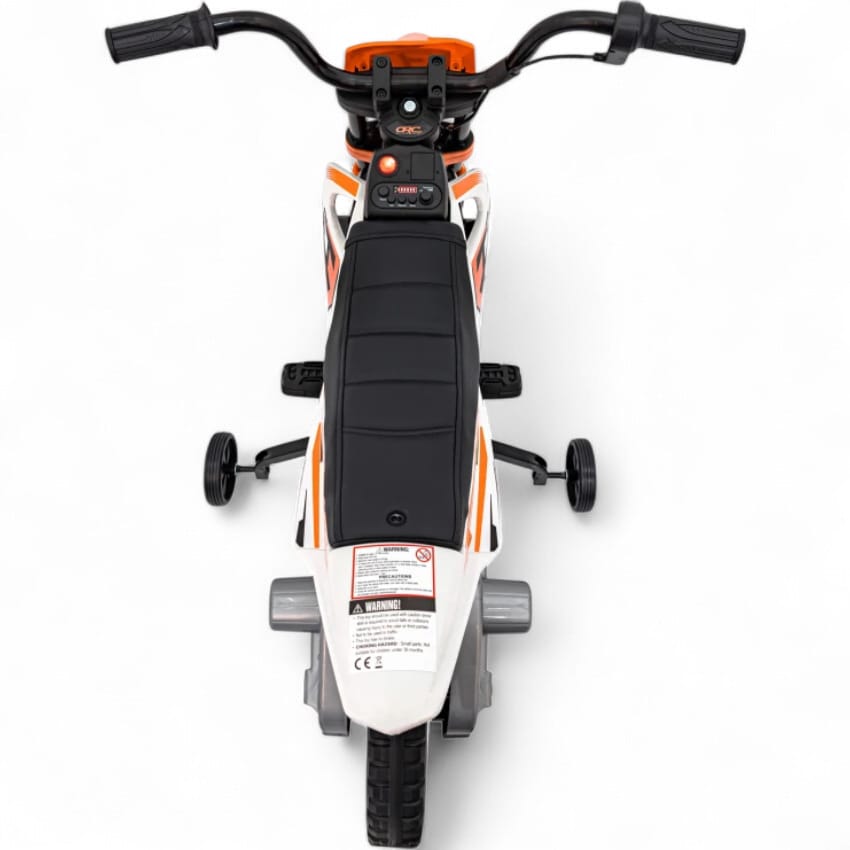 Moto Eléctrica para Niños estilo CROSS 12v Naranja c/ RUEDAS DE GOMA & ASIENTO DE PIEL