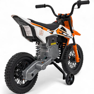 Moto Eléctrica para Niños estilo CROSS 12v Naranja c/ RUEDAS DE GOMA & ASIENTO DE PIEL