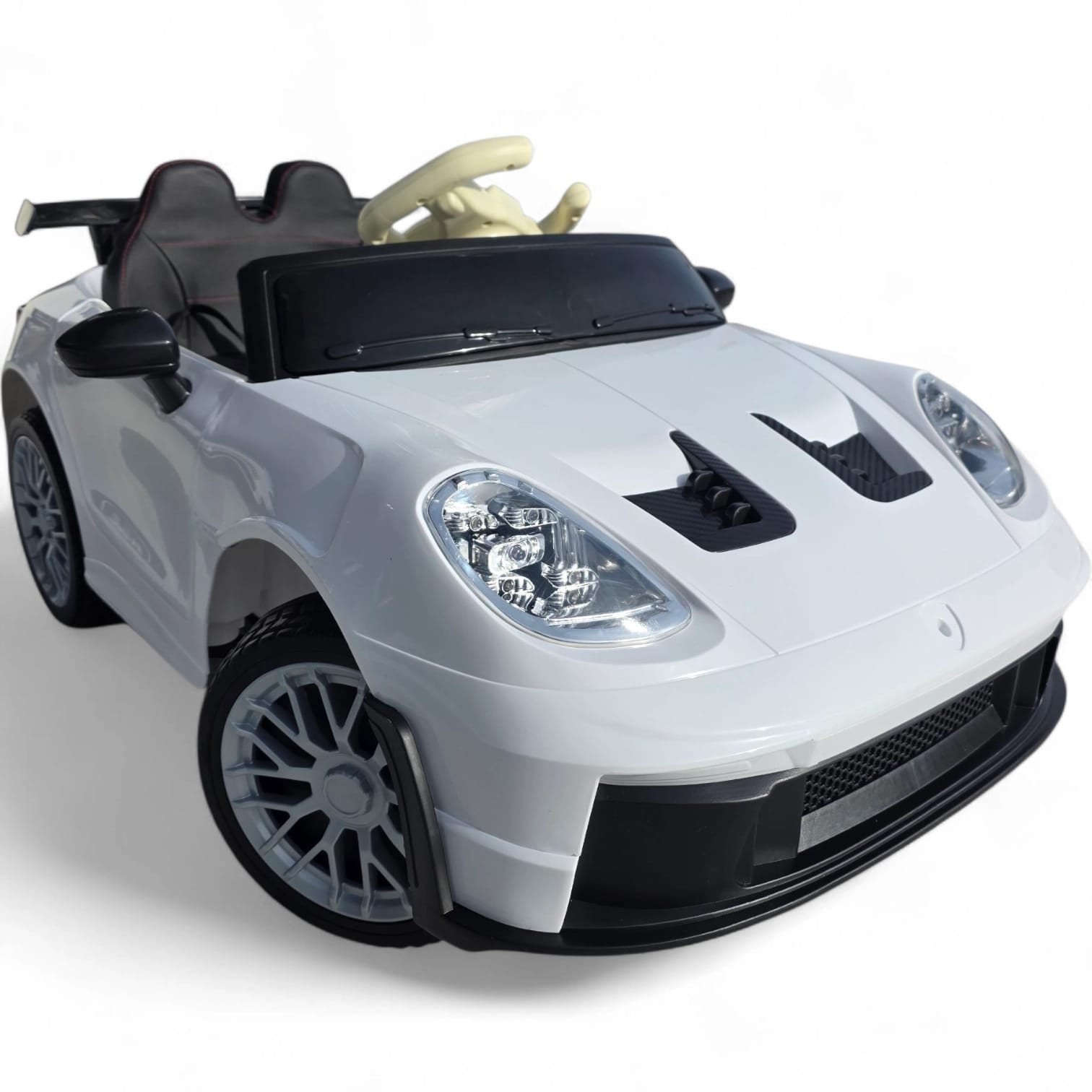 Coche Eléctrico para Niños GT3 Style Blanco 12v c/ RUEDAS DE GOMA & ASIENTO DE PIEL