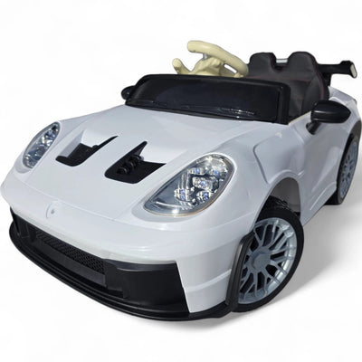 Coche Eléctrico para Niños GT3 Style Blanco 12v c/ RUEDAS DE GOMA & ASIENTO DE PIEL