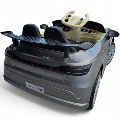 Coche Eléctrico para Niños GT3 Style Gris Metalizado 12v c/ RUEDAS DE GOMA & ASIENTO DE PIEL