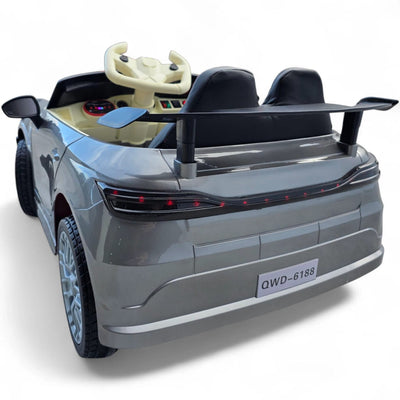 Coche Eléctrico para Niños GT3 Style Gris Metalizado 12v c/ RUEDAS DE GOMA & ASIENTO DE PIEL