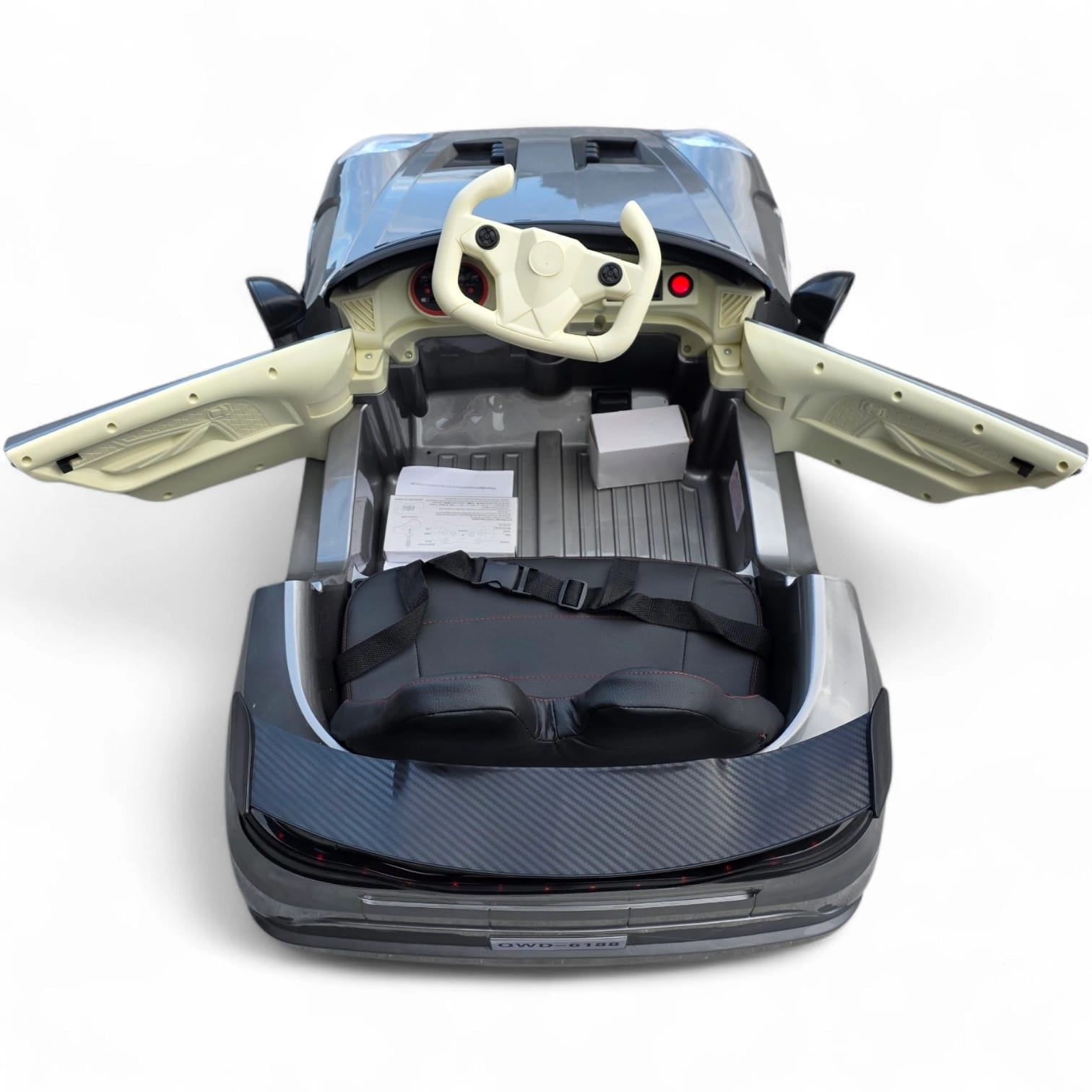 Coche Eléctrico para Niños GT3 Style Gris Metalizado 12v c/ RUEDAS DE GOMA & ASIENTO DE PIEL