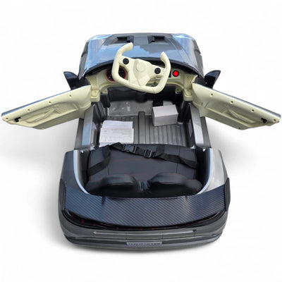 Coche Eléctrico para Niños GT3 Style Gris Metalizado 12v c/ RUEDAS DE GOMA & ASIENTO DE PIEL