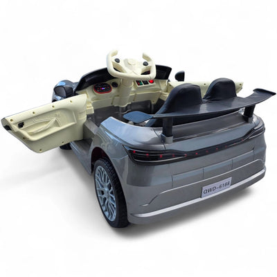 Coche Eléctrico para Niños GT3 Style Gris Metalizado 12v c/ RUEDAS DE GOMA & ASIENTO DE PIEL