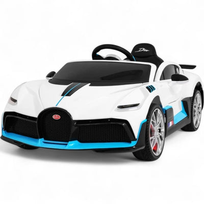 Coche Eléctrico para Niños BUGATTI DIVO 12v Blanco c/ RUEDAS DE GOMA & ASIENTO DE PIEL