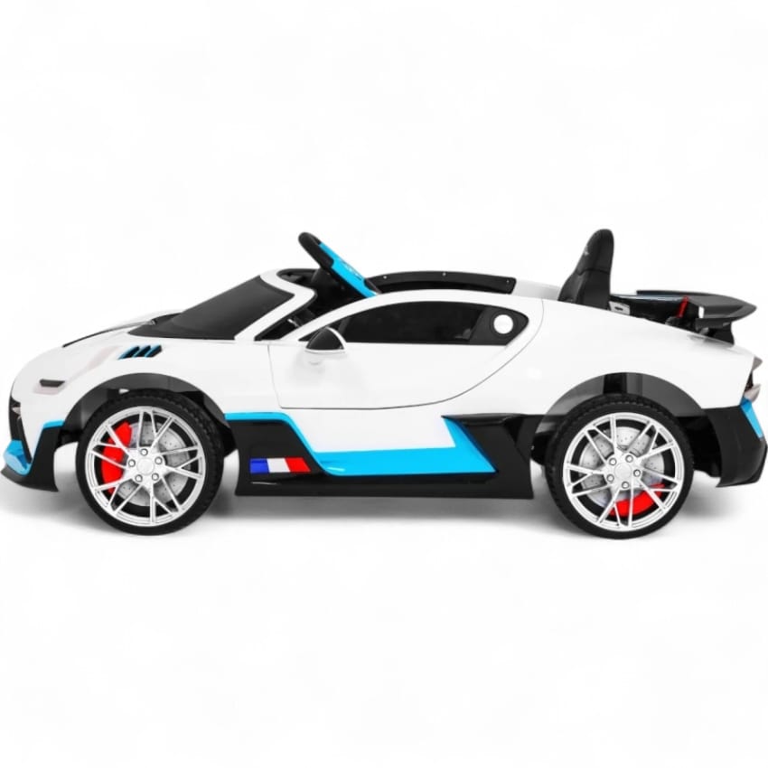 Coche Eléctrico para Niños BUGATTI DIVO 12v Blanco c/ RUEDAS DE GOMA & ASIENTO DE PIEL