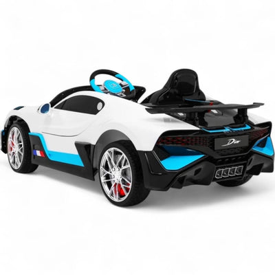 Coche Eléctrico para Niños BUGATTI DIVO 12v Blanco c/ RUEDAS DE GOMA & ASIENTO DE PIEL