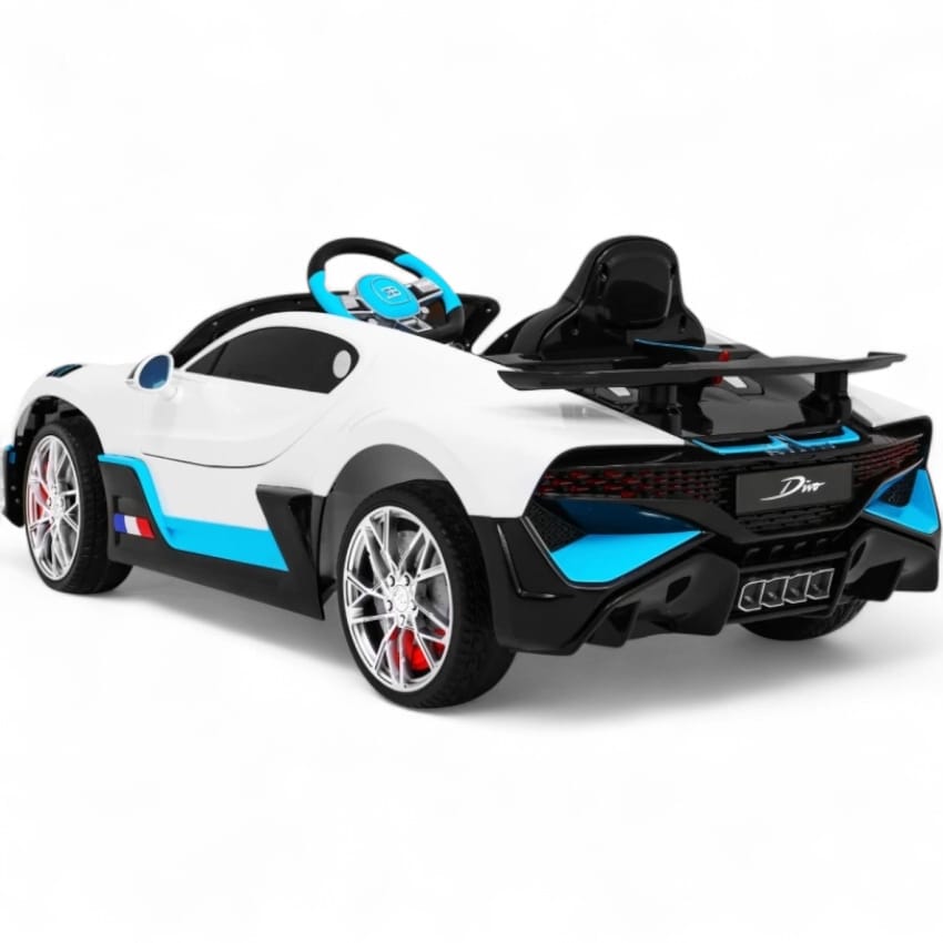 Coche Eléctrico para Niños BUGATTI DIVO 12v Blanco c/ RUEDAS DE GOMA & ASIENTO DE PIEL