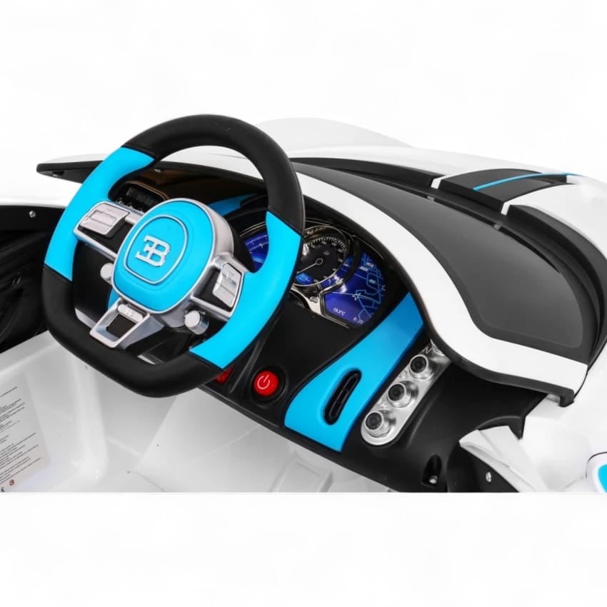 Coche Eléctrico para Niños BUGATTI DIVO 12v Blanco c/ RUEDAS DE GOMA & ASIENTO DE PIEL