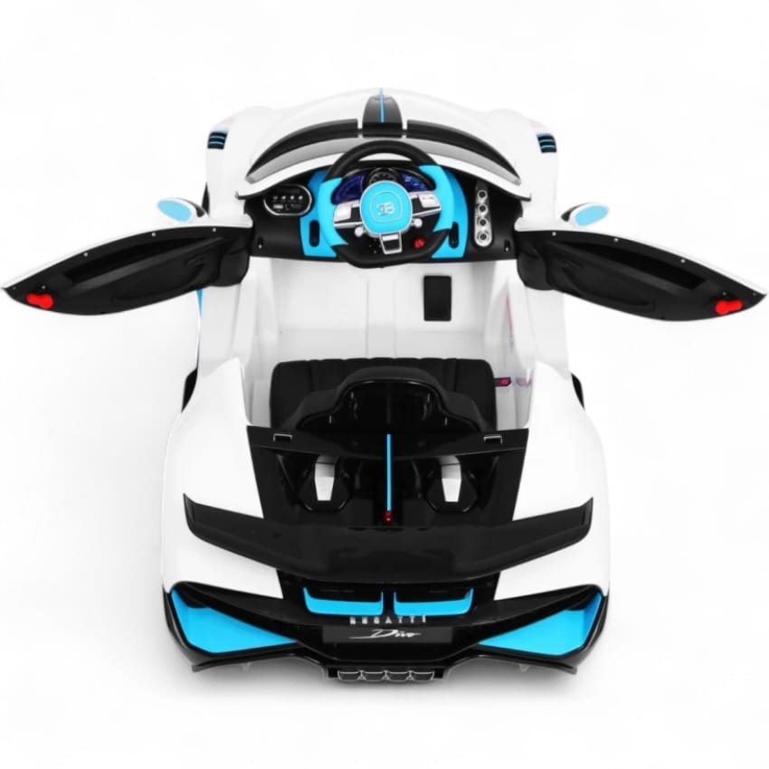 Coche Eléctrico para Niños BUGATTI DIVO 12v Blanco c/ RUEDAS DE GOMA & ASIENTO DE PIEL