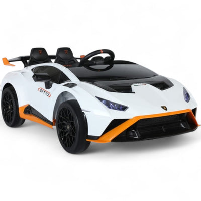 Coche Eléctrico para Niño LAMBORGHINI STO 24v DRIFT Blanco c/ RUEDAS DE GOMA & ASIENTO DE PIEL