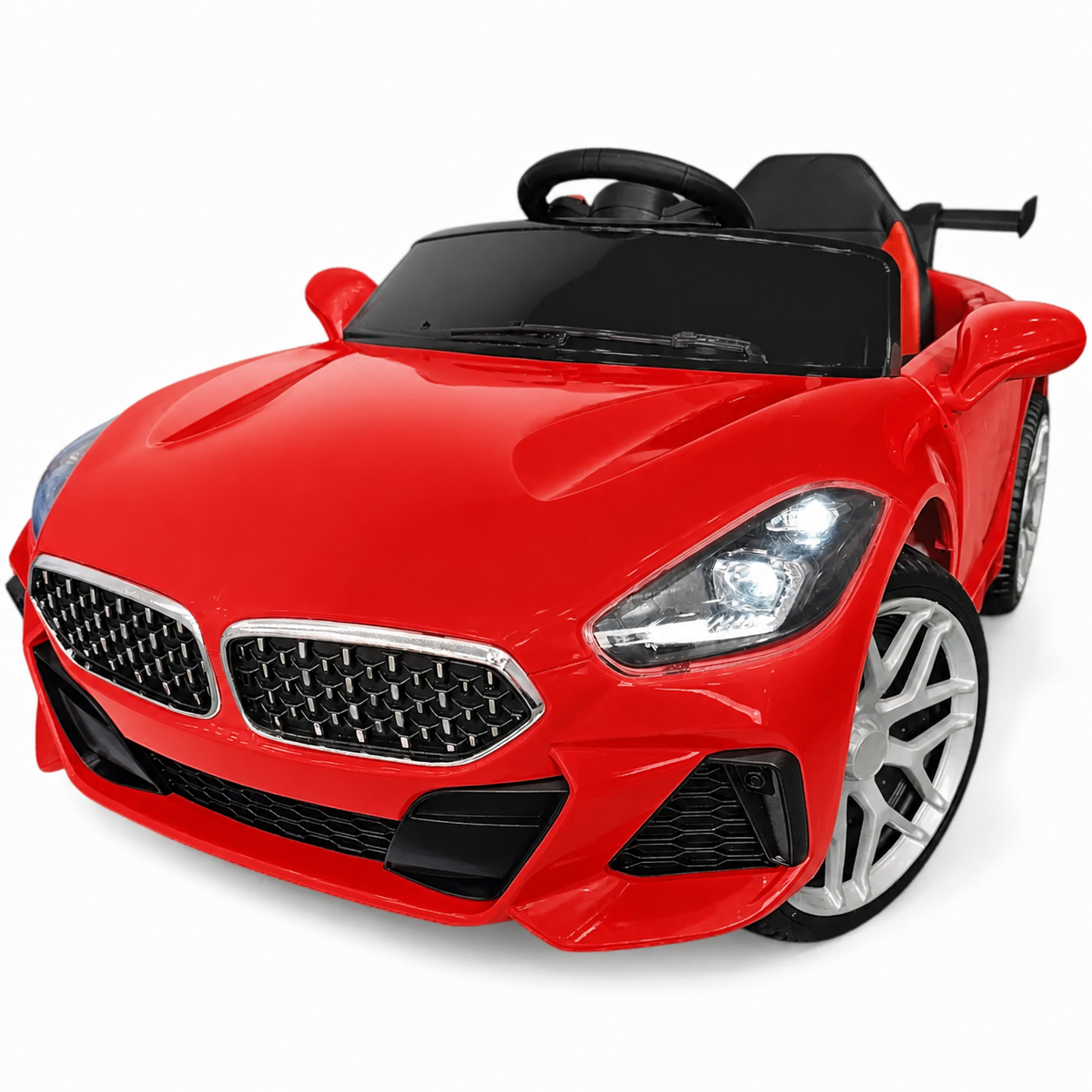 Coche eléctrico infantil BM Z4 Style rojo 12 V con RUEDAS DE GOMA y ASIENTO DE PIEL