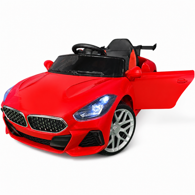 Coche eléctrico infantil BM Z4 Style rojo 12 V con RUEDAS DE GOMA y ASIENTO DE PIEL